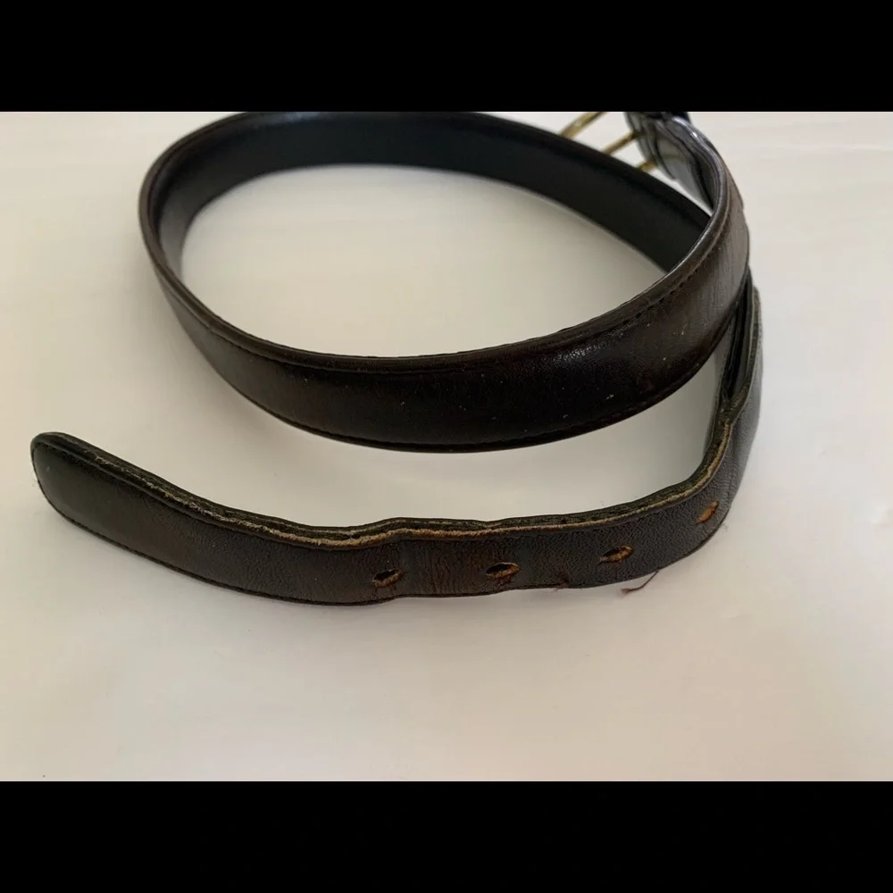 Mens dark brown‎ coach leather belt